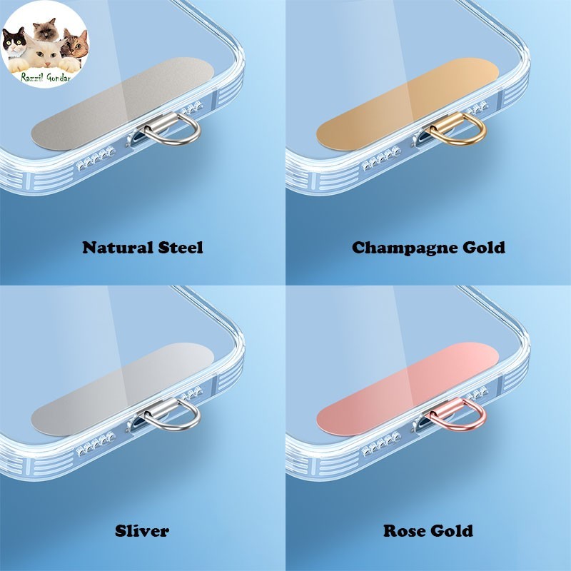 1xMetal Phone Lanyard Patch Clip Tab Universal Tether Strap Holder Compatible with iPhone AU