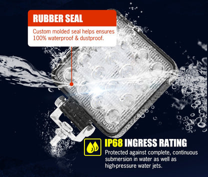 Lightfox 2x 4inch Osram Square LED Work Lights Flood Reverse Ute Truck 12V 24V – Compatible with Osram