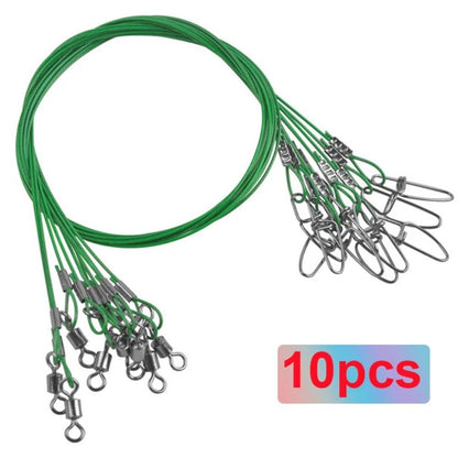 10PCS WIRE TRACE LEADER 50cm STEEL RATED 125LBS NYLON COATED FISHING TACKLE