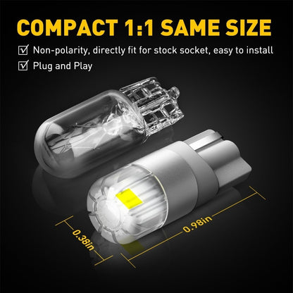 AUXITO 2 x White Bulbs Canbus LED T10 W5W SMD Car Side Wedge Parker Light Globe