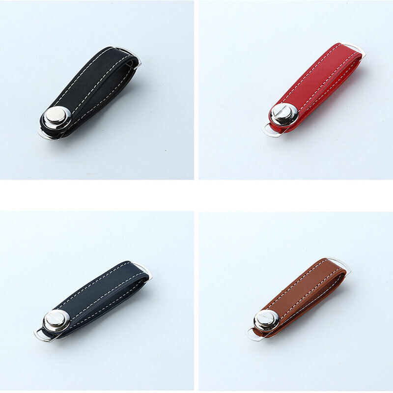 Men Leather Smart Key Holder Organizer Clip Compact Folder Keychain Black AU