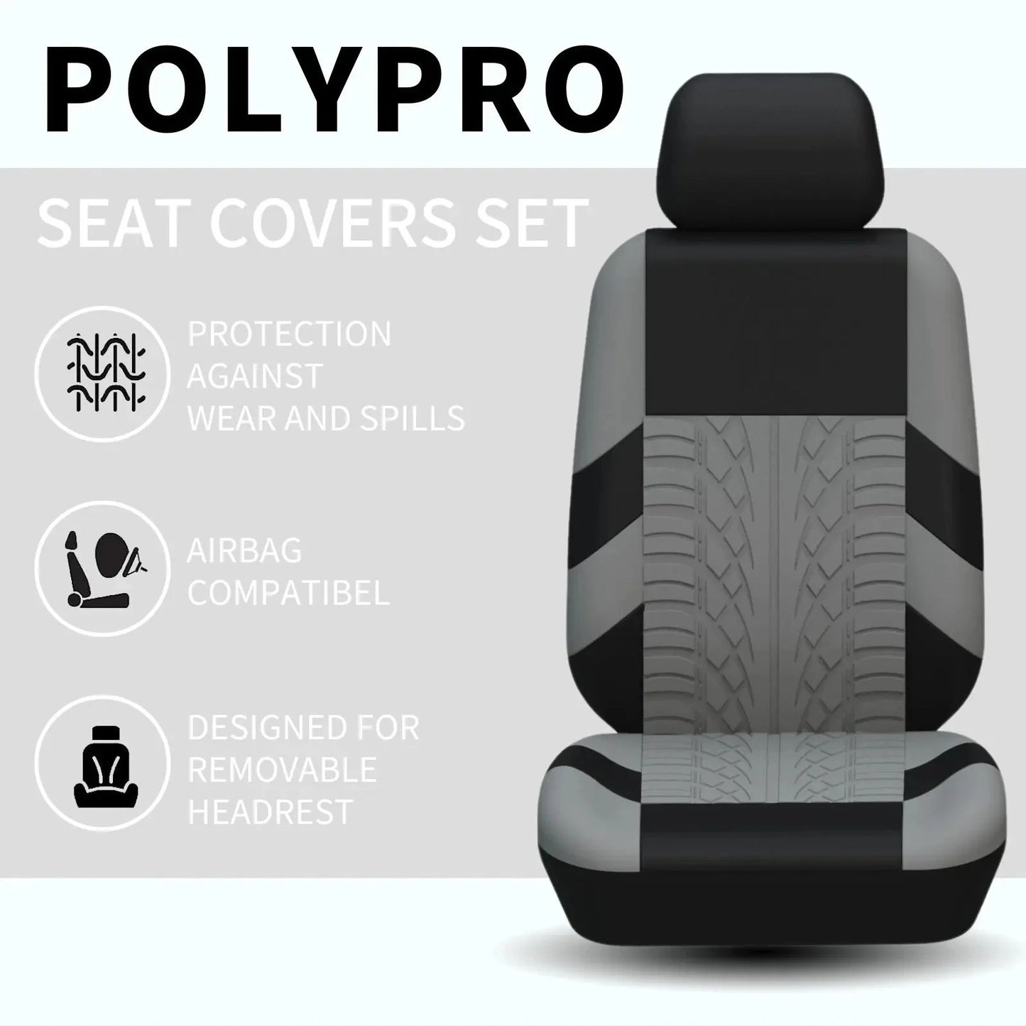 Universal Auto Car Seat Covers Full Set Anti Slip Seat Cover Protector Black AU