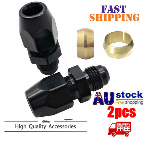 2X 6AN Male To 3/8" Tube Hardline Fuel Line Adapter Fitting Tubing compression