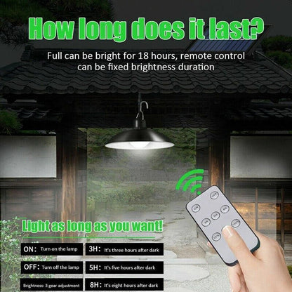 Solar LED Light Hanging Pendant Indoor Outdoor Garden Yard Tent Shed Lamp Remote