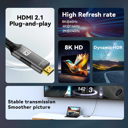 USB C to HDMI Cable 8K@60Hz 4K@120Hz Type C to HDMI-Compatible HDTV Cable for TV