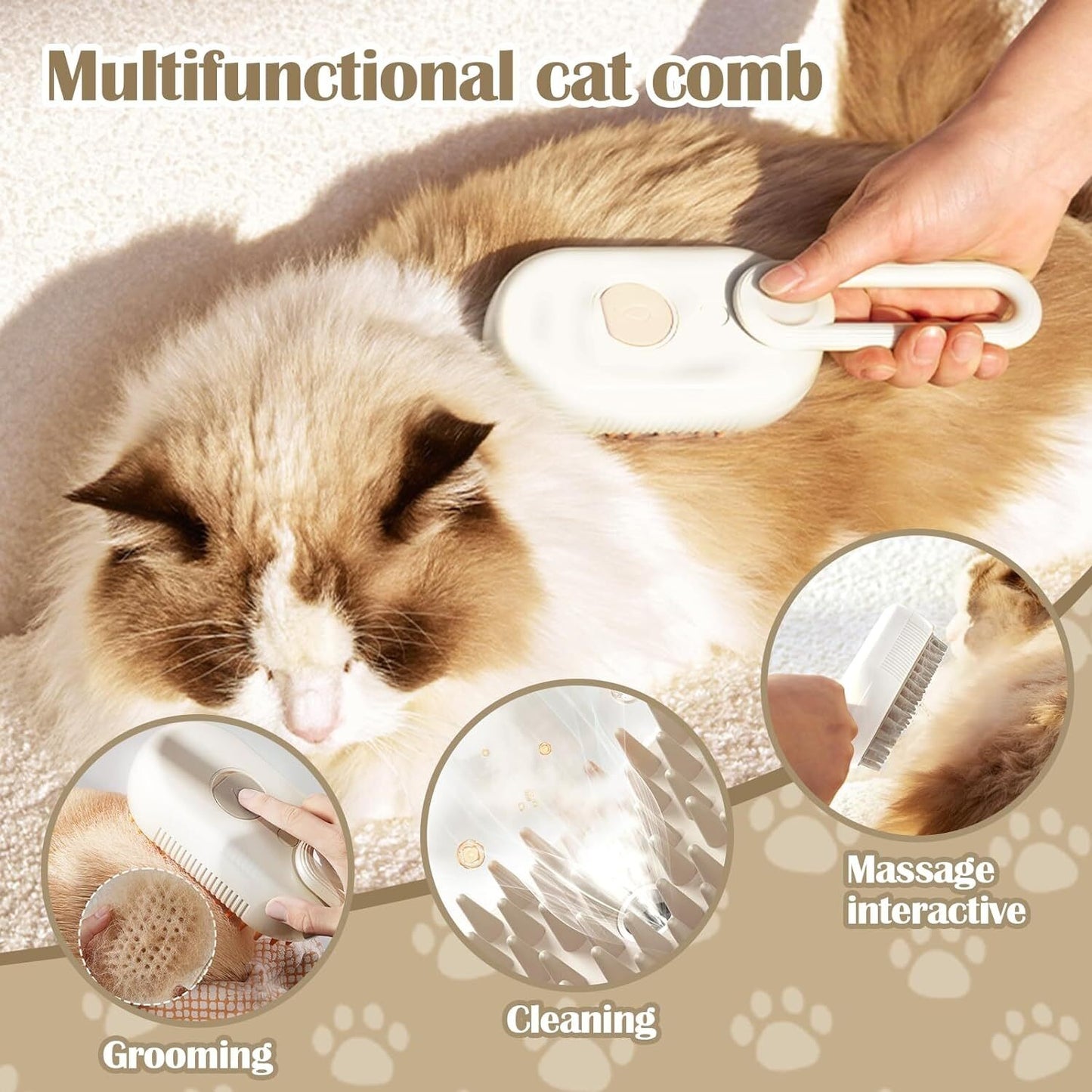 3 in 1 Cat Steam Brush Pet Grooming Dog Brush Electric Spray Massage Steamy AU
