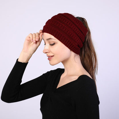 Turban Headwear Hair Band Knitting Headband Ponytail Beanie Hat Ear Warmer