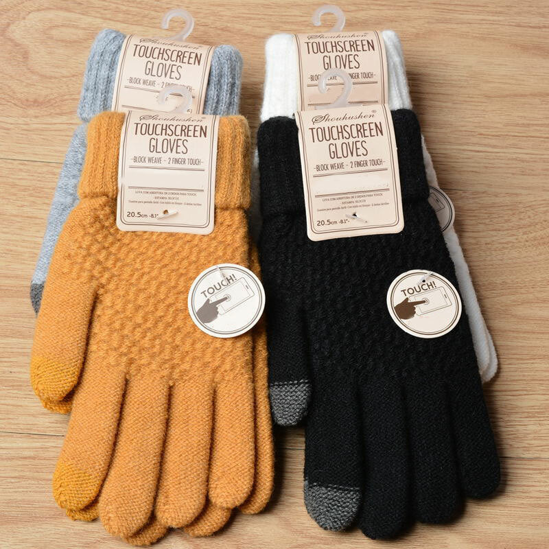 Unisex Winter Touch Screen Gloves Warm Crochet Knitted Wool Full Finger Mittens