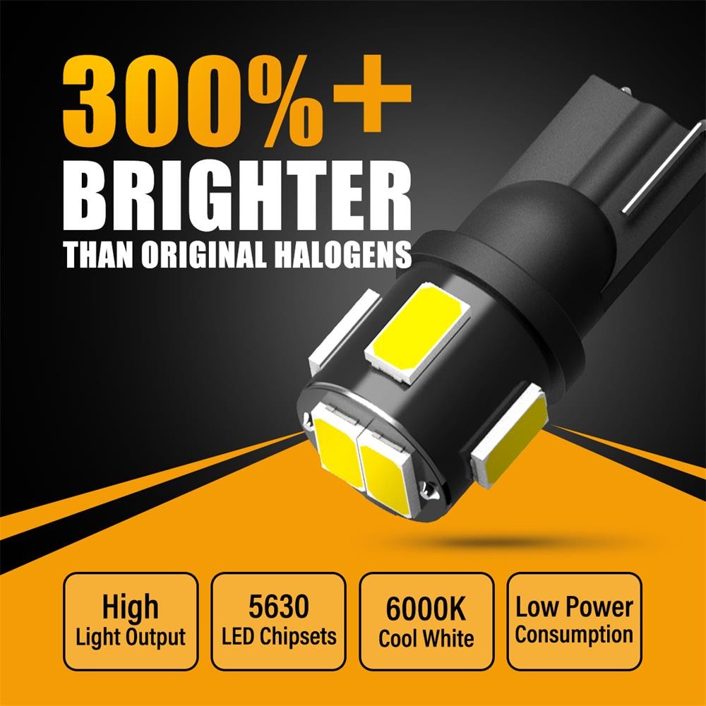 AUXITO 10X T10 LED White Car Interior Light Parker Bulb Wedge Globe 6000K White