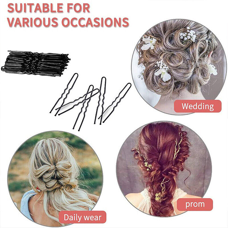 100Pcs 6cm U Shape Hair Pins Bobby Clip Style Bun Tool Womens Girls Accessory