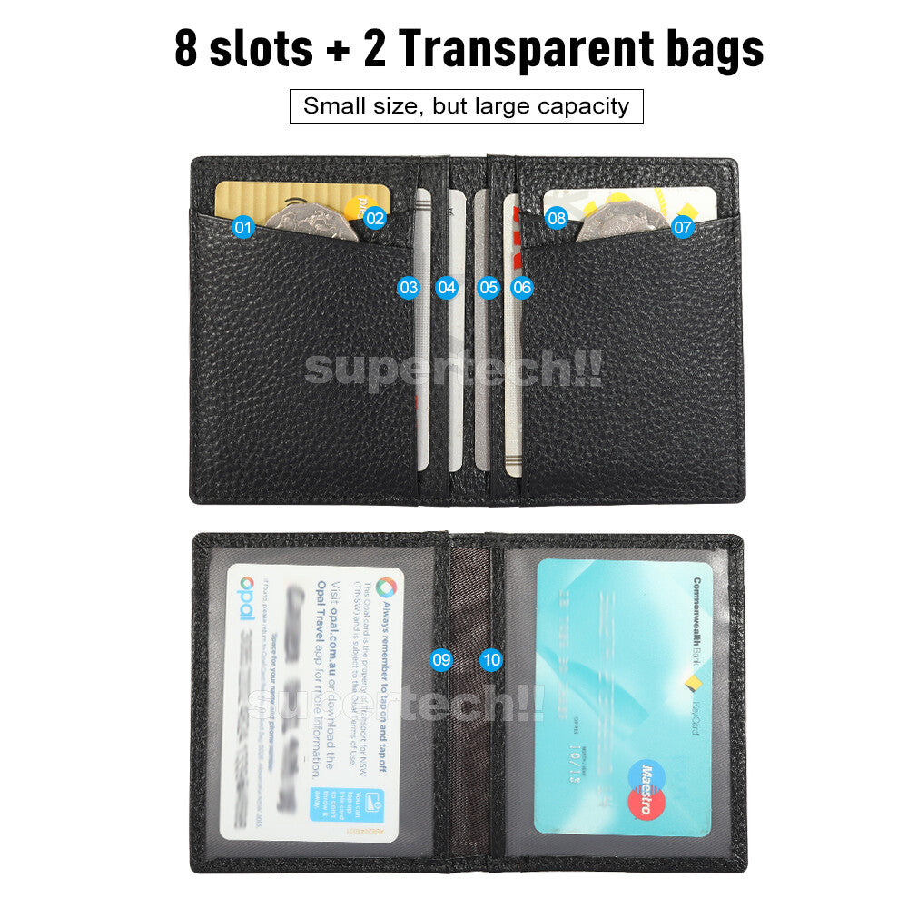 Men Leather Credit Card Holder RFID Blocking Slim Wallet Money Purse Protector