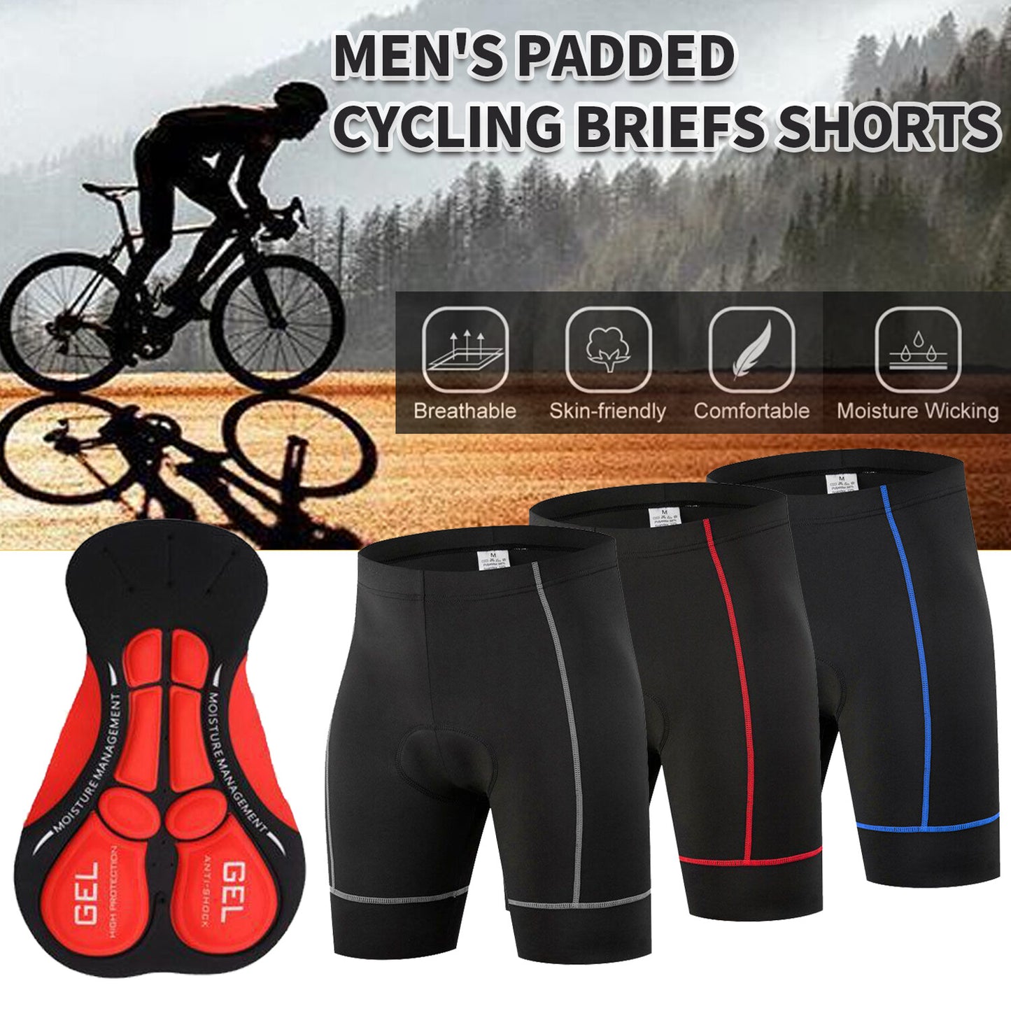 Men's Bicycle Shorts MTB Bike Shorts 5D Padded Gel Cycling Tights Shorts Pants
