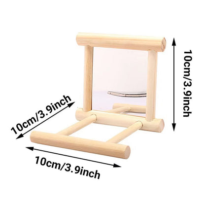 Bird Mirror Toy with Perch Cage Hanging Play Stand for Parrot Cockatiel Parakeet