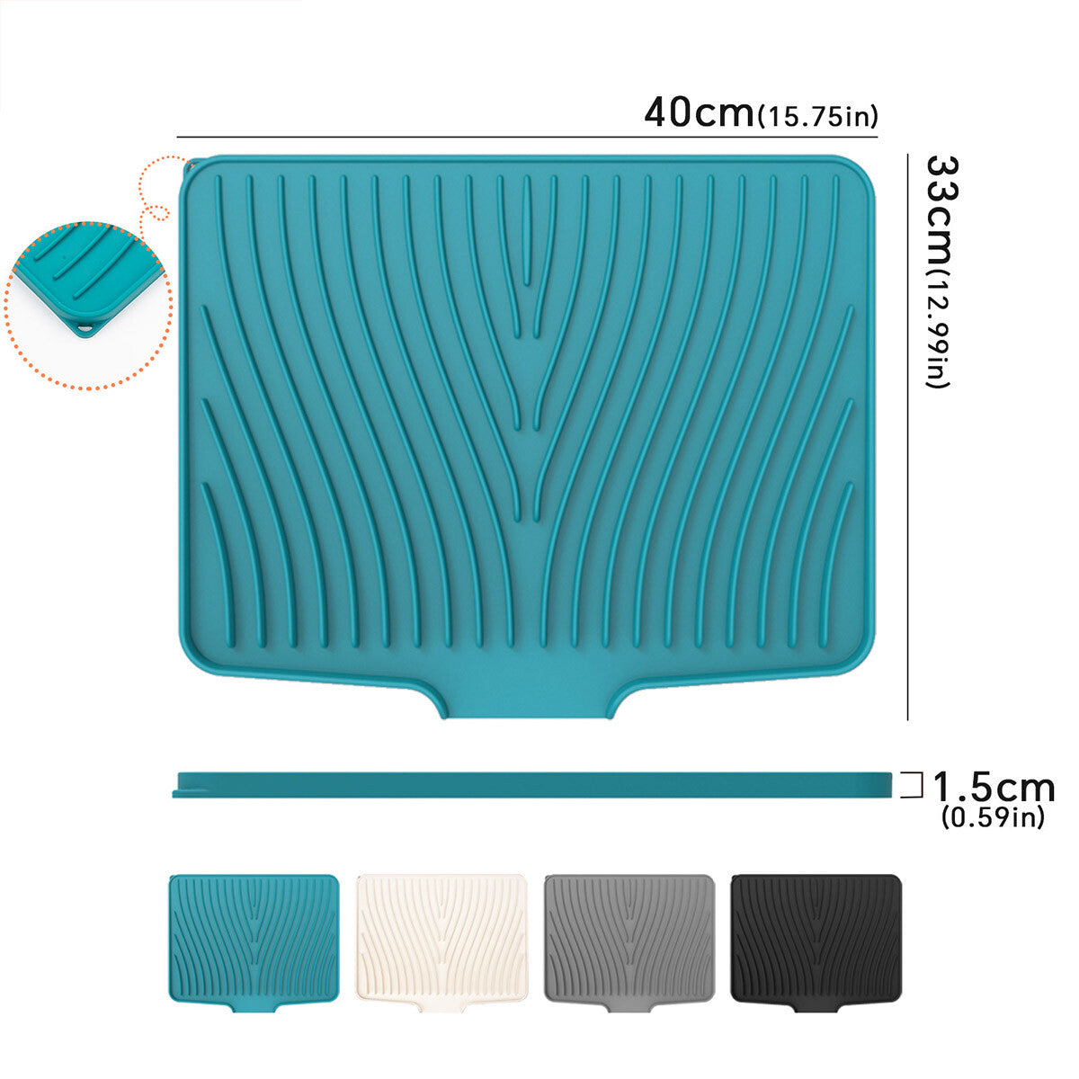 Silicone Sink Drying Mat Heat Resistant Kitchen Rectangle Non Slip Dish Drainer