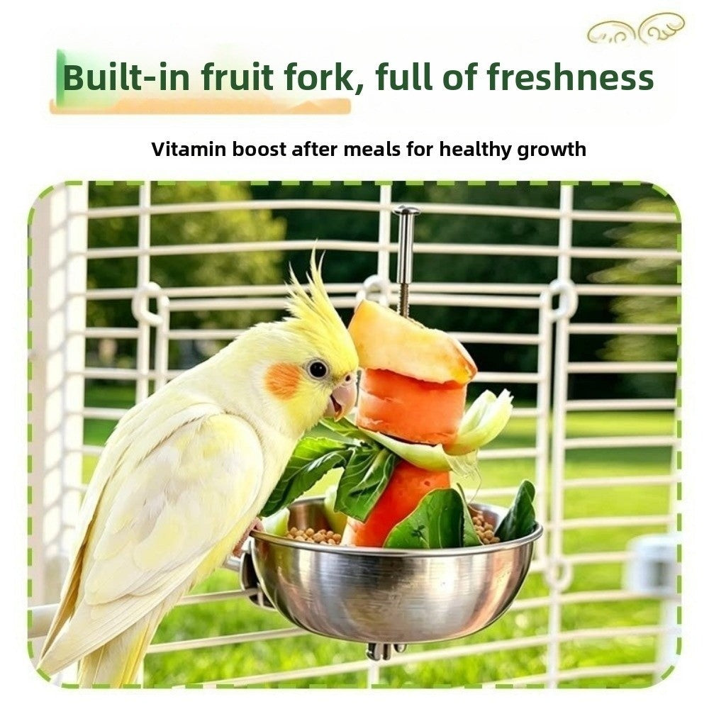 Large Capacity Bird Food Holder Splash-Proof Vegetable Skewer  Small Parrot