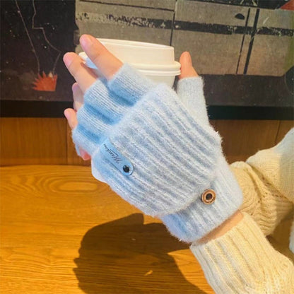 Thicken Plush Mittens Thermal Fingerless Gloves Half-finger Gloves  Winter