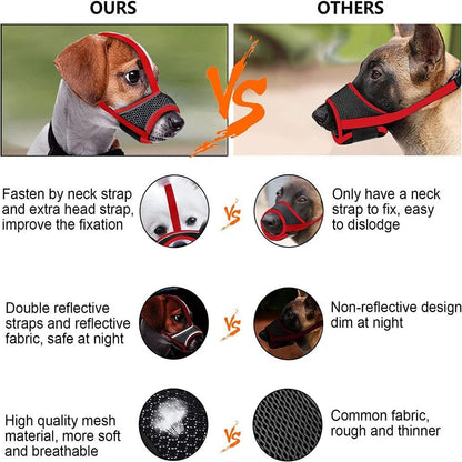 Comfortable Mesh Dog Muzzle Soft Fabric Pet mask  Small to Medium Dogs