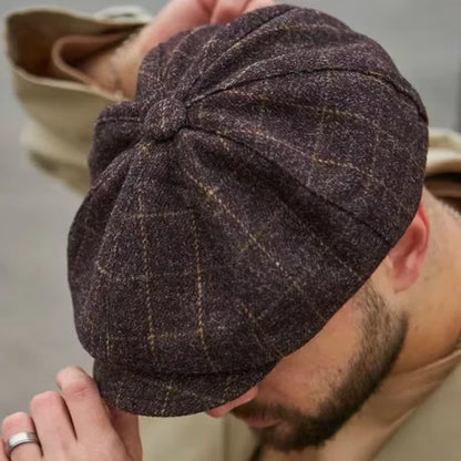 Mens 8 Panels Newsboy Flat Cap Peaky Blinders Baker Boy Golf Driving Beret Hat – Compatible with Golf