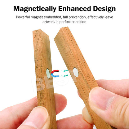 31-71CM Magnetic Poster Frame Teak Wooden Hanging Scroll Wall Art Poster Hanger