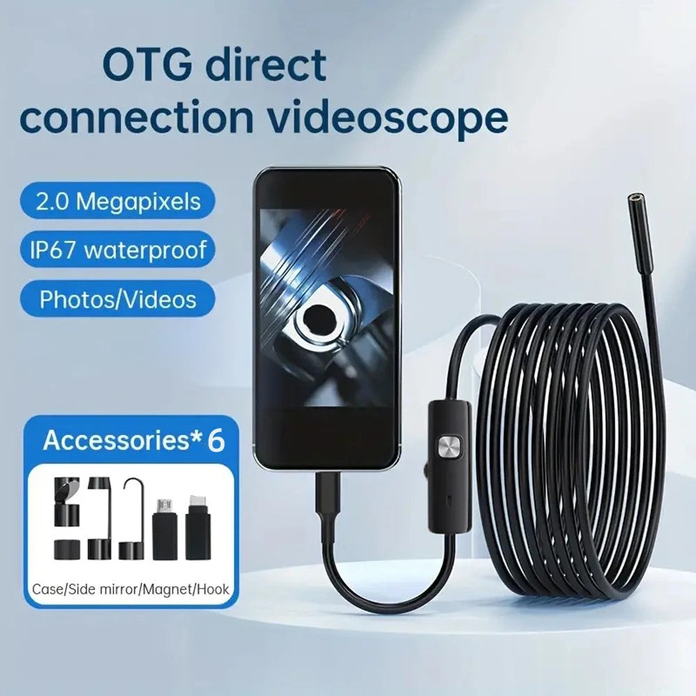 1080P Dual Lens Borescope Endoscope Camera for iPhone Android Car Pipe Mechanic