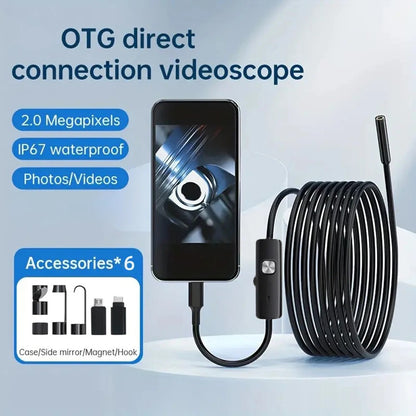1080P Dual Lens Borescope Endoscope Camera for iPhone Android Car Pipe Mechanic