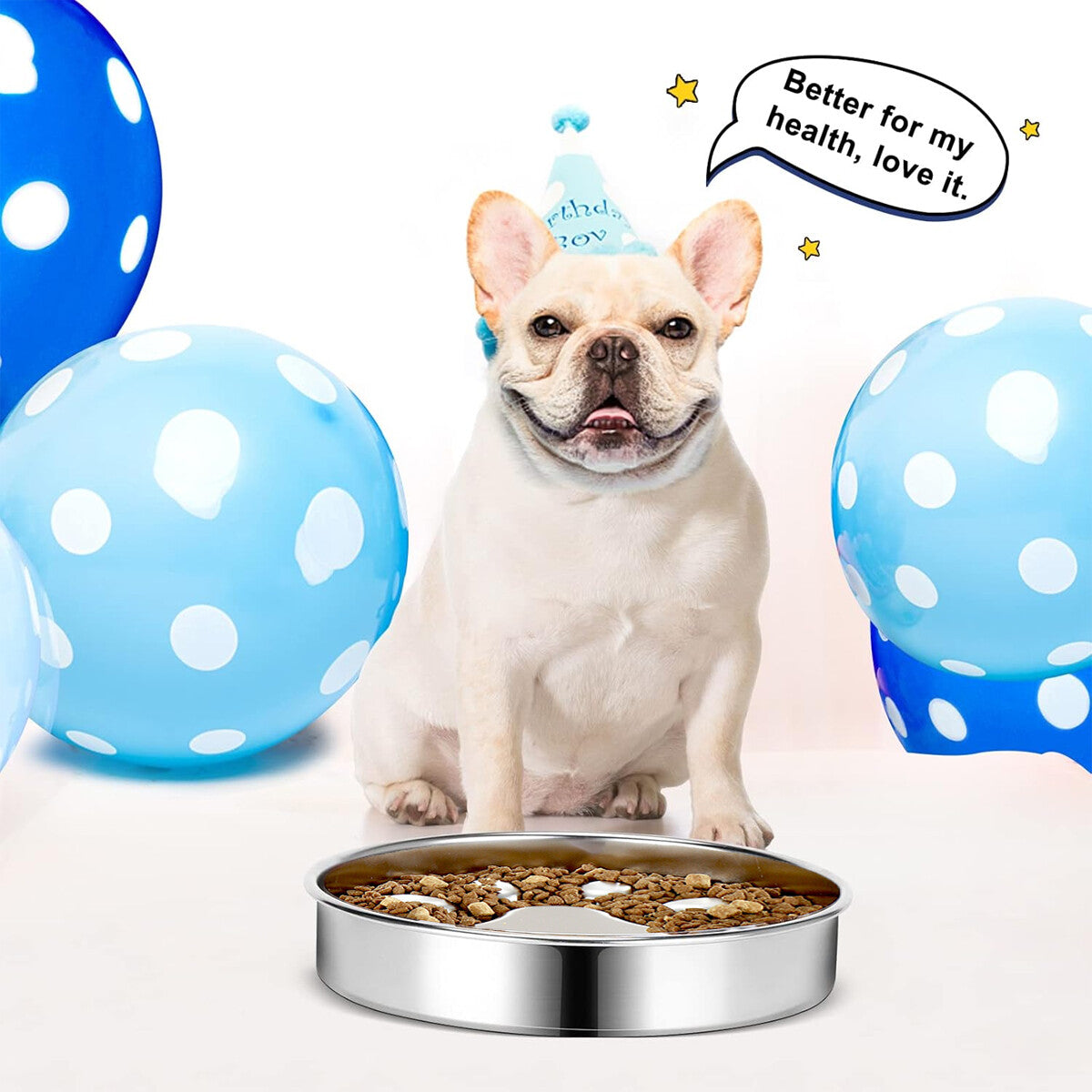 Feeder Bowl Stainless Dish Puppy Dog Pet Cat Slow Food Bowl Non-Slip Feeding AU