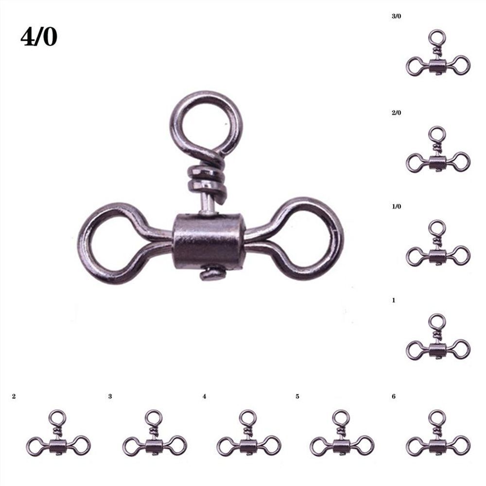 3 Way Bearing Swivel Fishhook Connector T-shape Fishing Swivels Cross Line