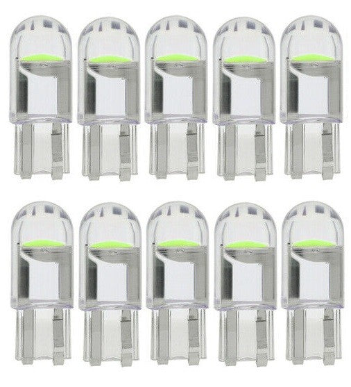 10 X GREEN T10 DOME HEAD STYLE COB LED GLOBE REPLACEMENT FOR DASH LIGHTS PARKERS