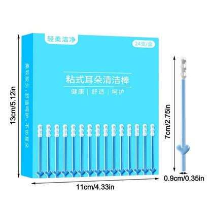 24PCS/Box Ear Cleaner Disposable Ear Swabs Sticky Earwax Remover Stick  Adults