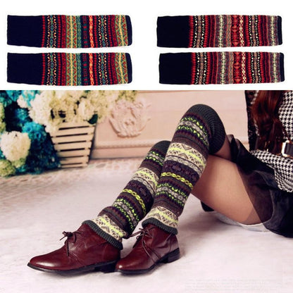 Women Ladies Winter Warm Knit Imitation Wool Leg Warmer Knee Knit Sock Leggings
