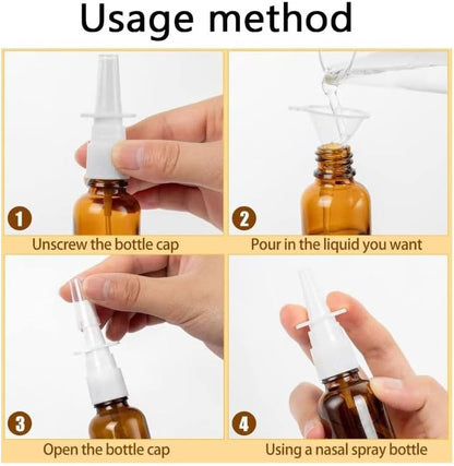 4Pcs 15Ml Amber Glass Nasal Spray Bottles with Fine Mist Nozzle – Refillable Emp