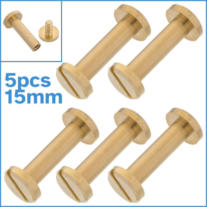5 Sets 15mm x 4mm Brass Chicago Bookbinding Screws Binding Post Album Document