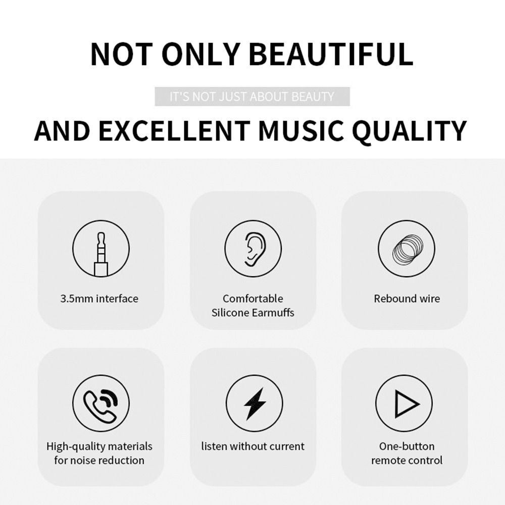 Stereo Wired Headset In Ear Headphones Portable Earbuds  For Mobile Phones