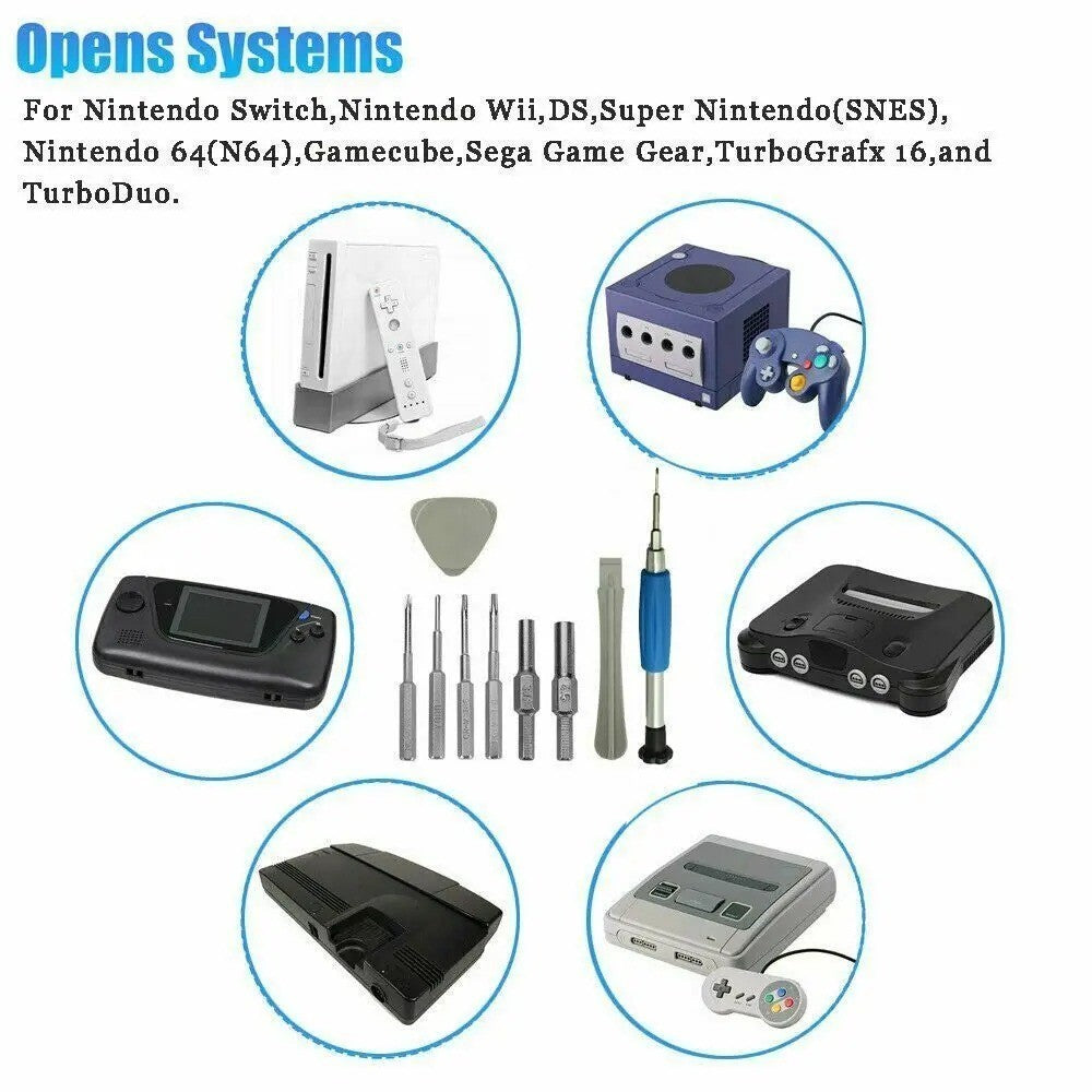 Repair Tool Kit Screwdriver for Nintendo NES SNES N64 Sega Set Game Boy Consoles