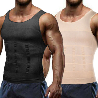 Men' Compression Vest T-Shirt Moobs Slimming Tummy Control Body Shaper Tank Tops