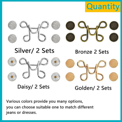 Pant Waist Buttons Adjustable Button Pins Pant Waist Tightener Button Hook Clip