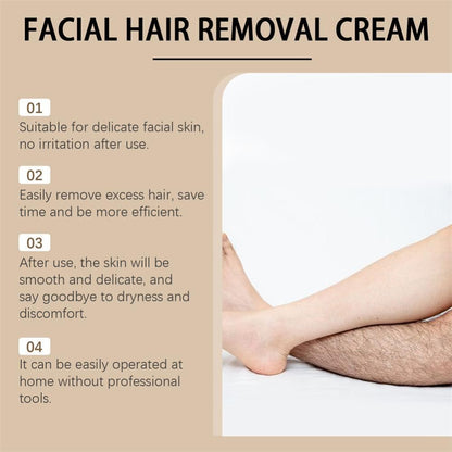 Facial Depilatory Cream, Coconut Hair Remover for Upper Lip and Chin for Women