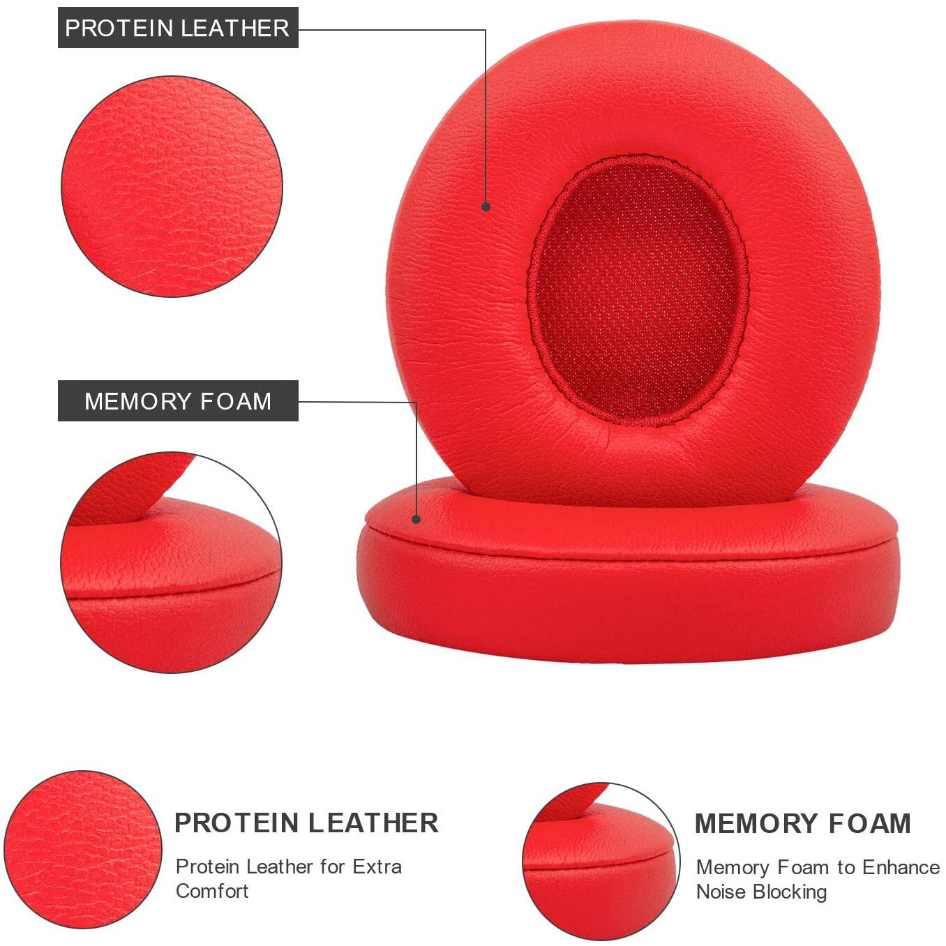 Replacement Ear Pads Compatible with Beats by Dr. Dre Solo 2 / 3 Wireless Headphone Earpads
