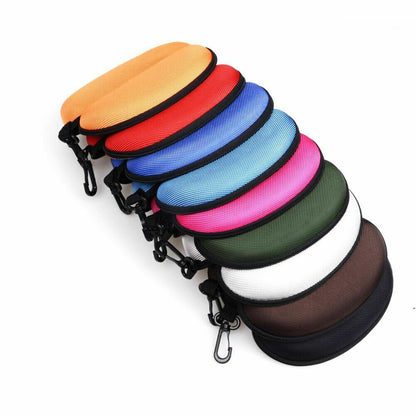 Portable Zipper Eye Glasses Sunglasses Clam Shell Hard Protector Case Box Pouch