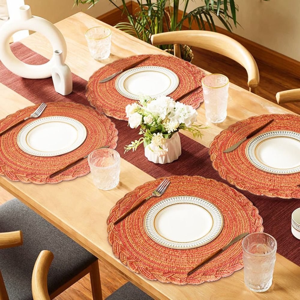 Round Woven Placemats Kitchen Table Place Mat Dining Table Cup Mat 18/30/38cm
