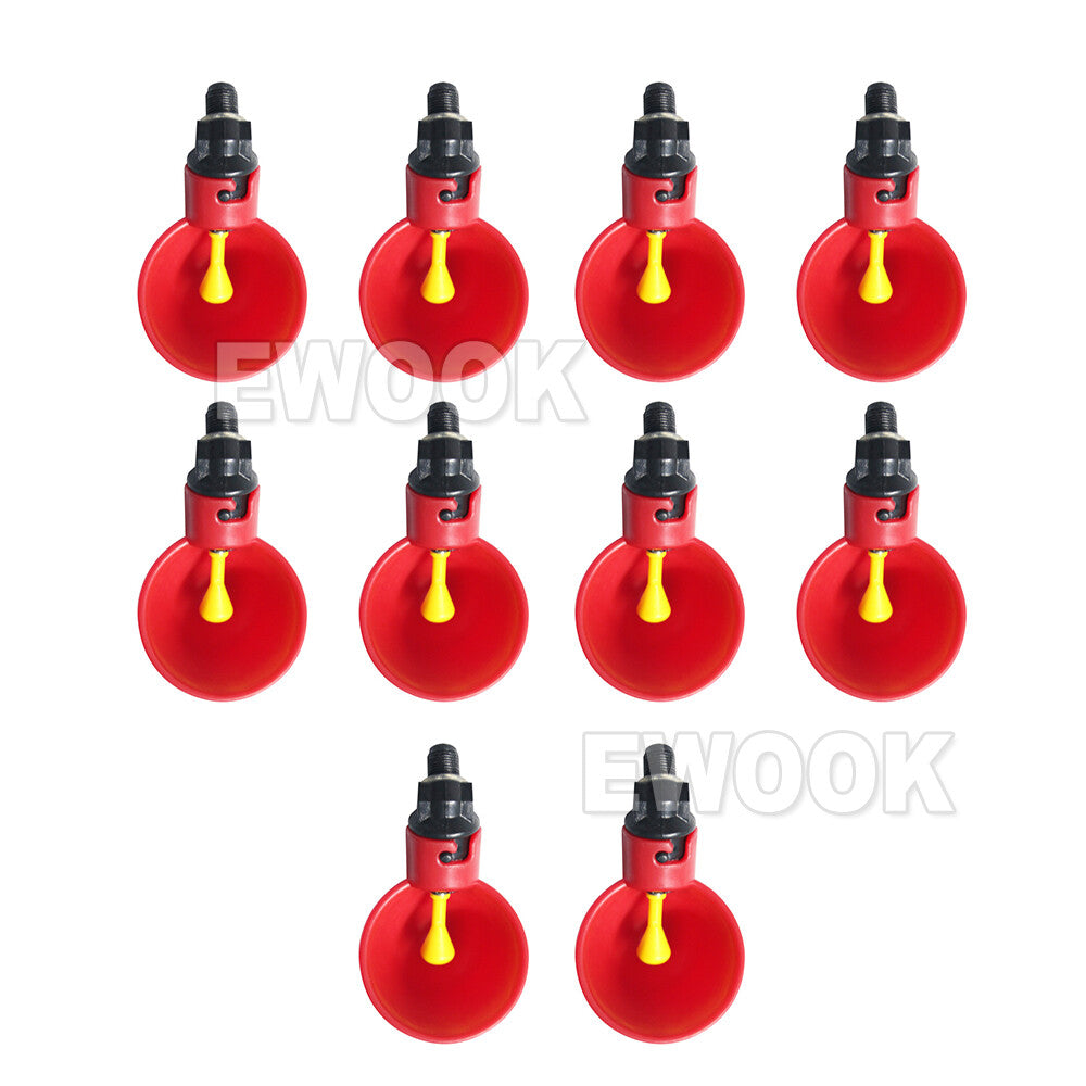 10x Automatic Cups Water Feeder Drinker Chicken Waterer Poultry Chook Bird VIC