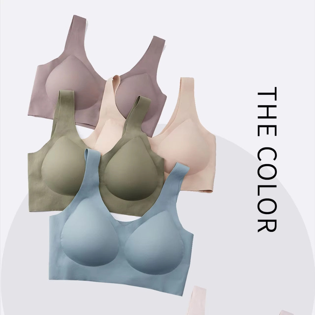 Womens Soft Wireless Push Up Jelly Bra Full Supportive Older Lift Back Underwear
