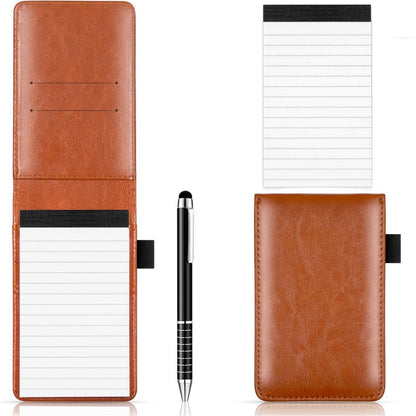 Mini Pocket Notepad Holder Set With Pen Notebook Leather Notebooks Writing Pads