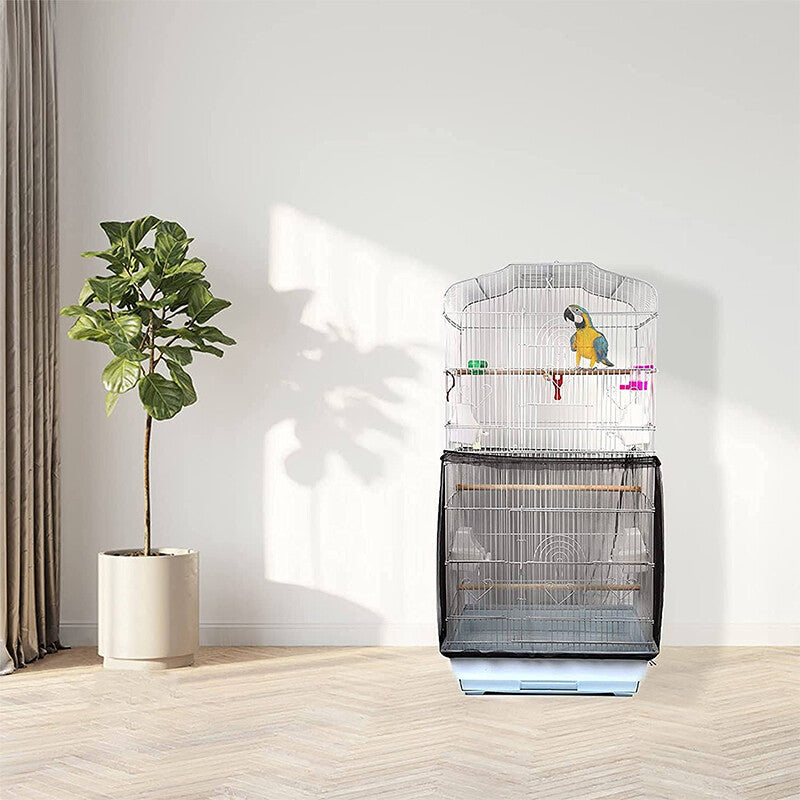 Pet Bird Cage Seed Catcher Guard Skirt Mesh Nylon Cover S/M/L Secure Skirt Mesh