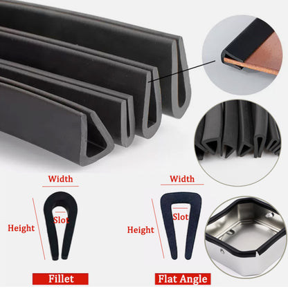 1mm~12mm Edge Protection Frame Profile Rubber Edging Trim Seal U-profile Slot
