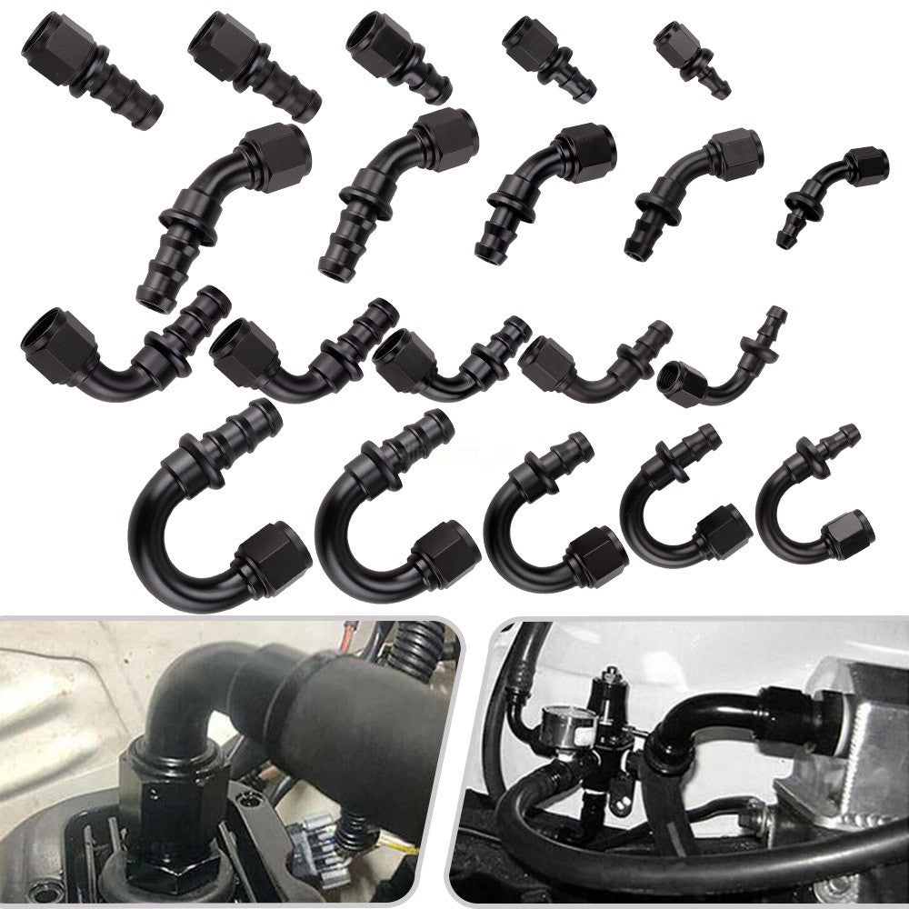 Push-on Barb Hose Fitting End AN4 AN6 AN8 AN10 AN12 0 45 90 Rubber Fuel Adapter