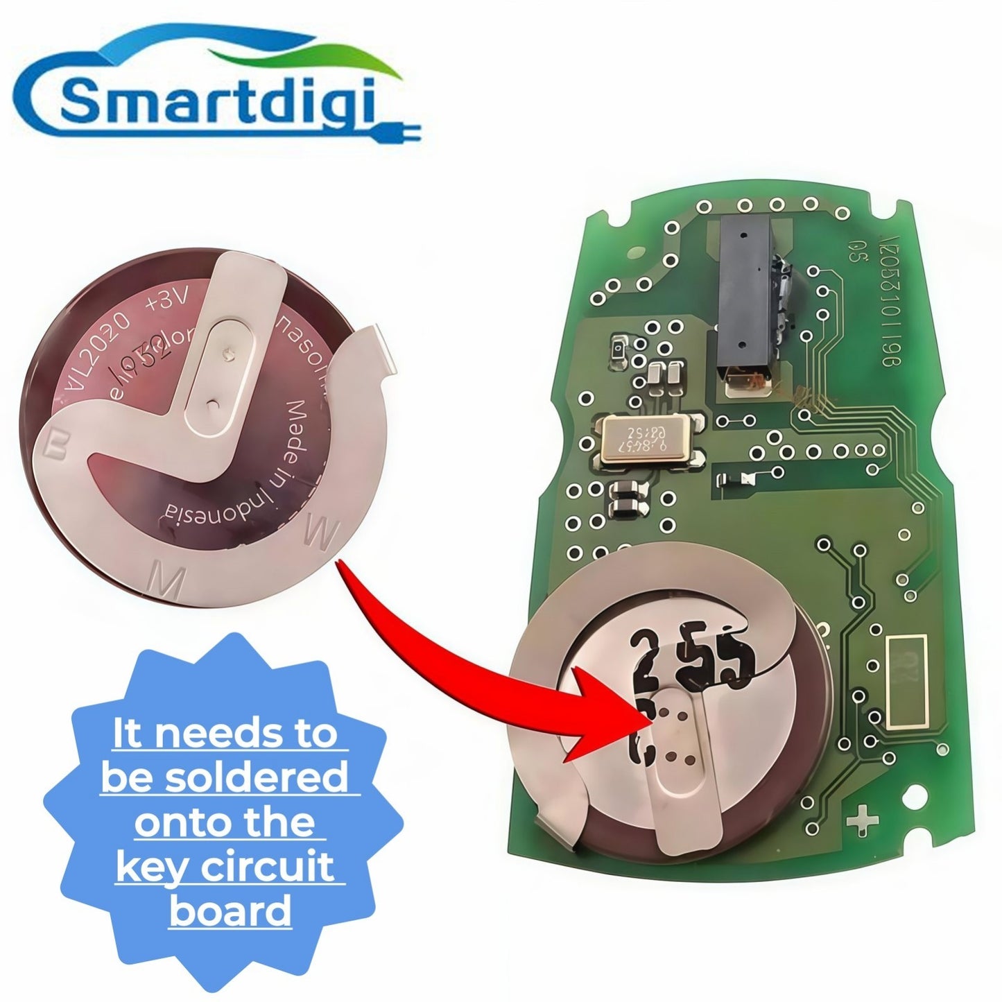 Remote Key Fob Rechargeable Battery Compatible with Panasonic VL2020 BMW E39 E46 E60 E90 E92