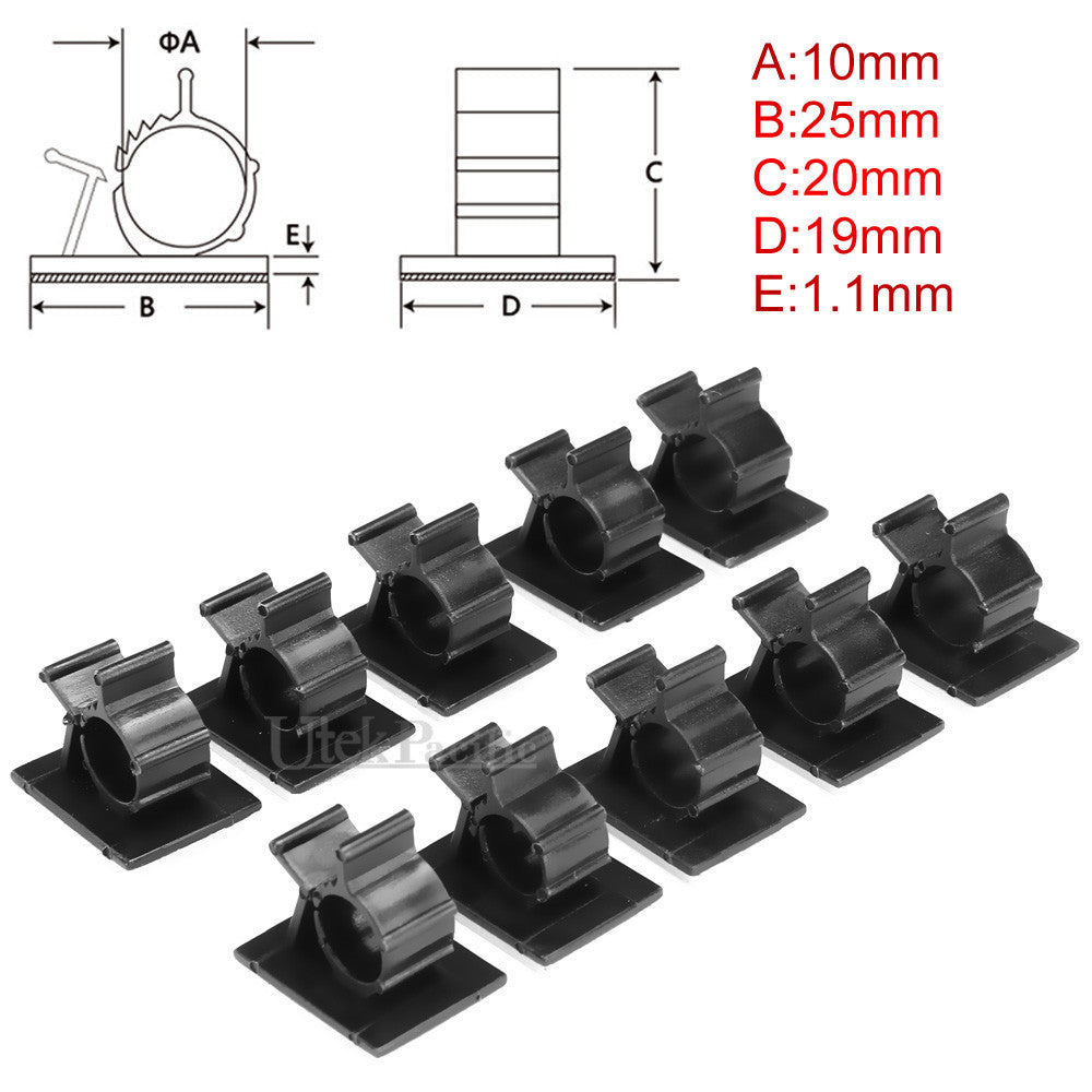 Adhesive Cord Management Cable Clips Black Wire Holder Organizer Clamp AU