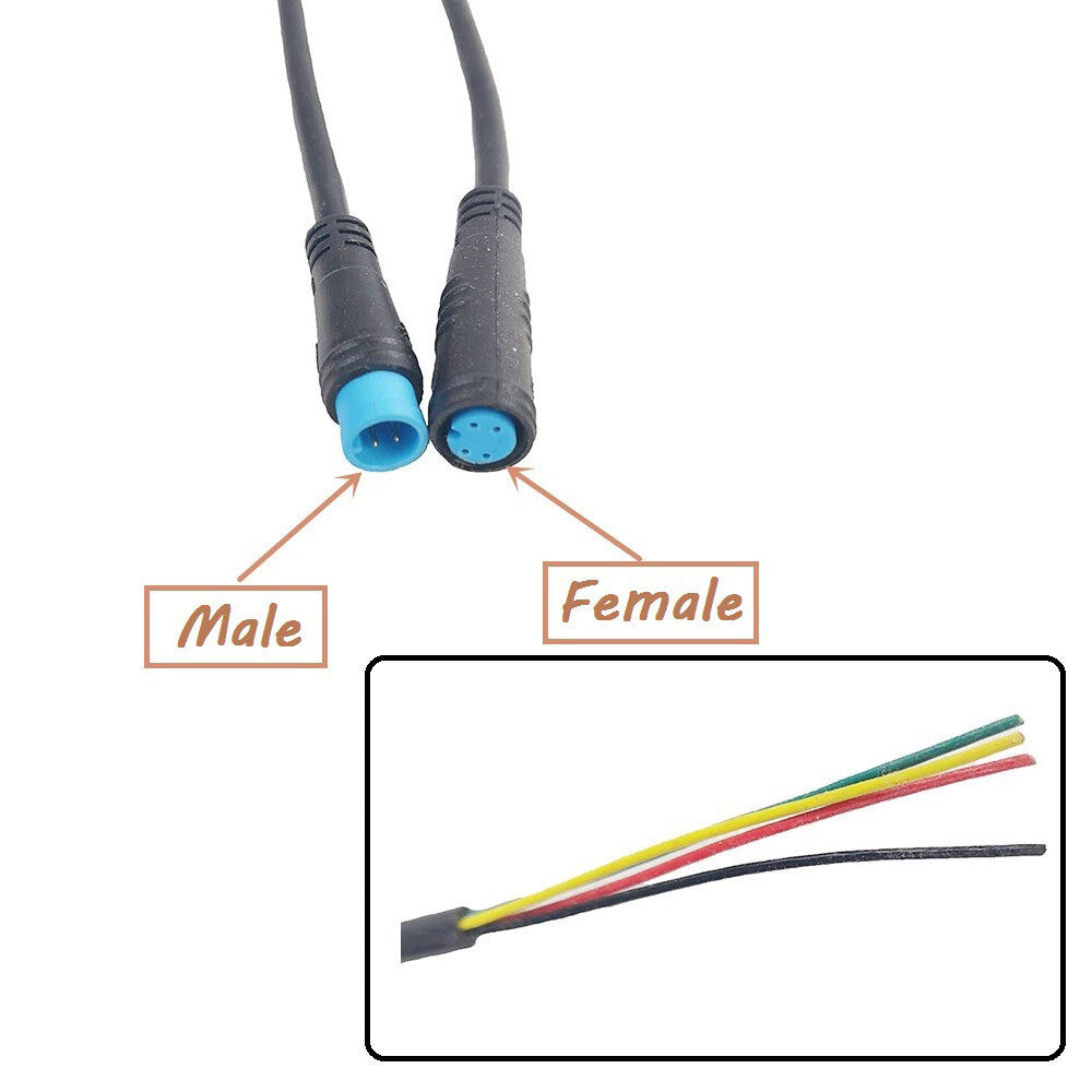 2 3 4 5 6Pin EBike Bicycle Female To/Male Connector Motor Extension Cable
