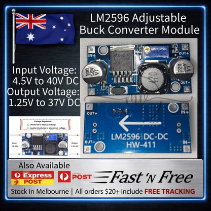 LM2596 DC-DC Adjustable Voltage Buck/Step-Down Converter Module Regulator AU